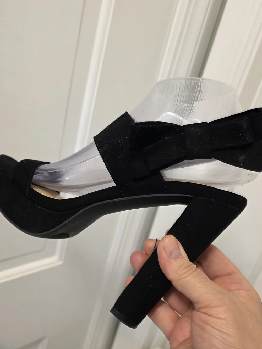 LC Lauren Conrad Black Faux Suede W/Bowtie Accent Heels Size 7.5 Formal